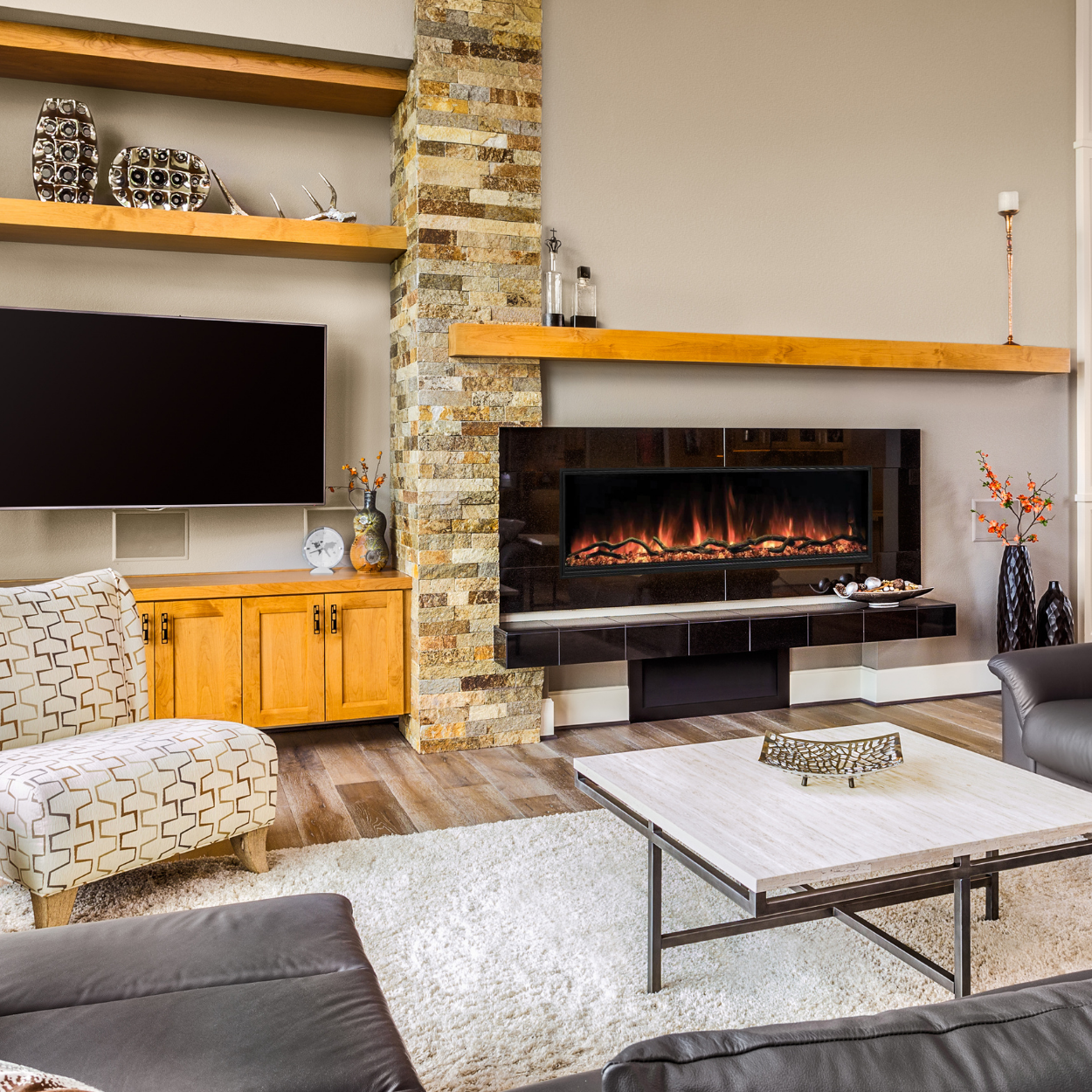 Modern Flames 96-Inch Landscape Pro Slim Built In Electric Fireplace