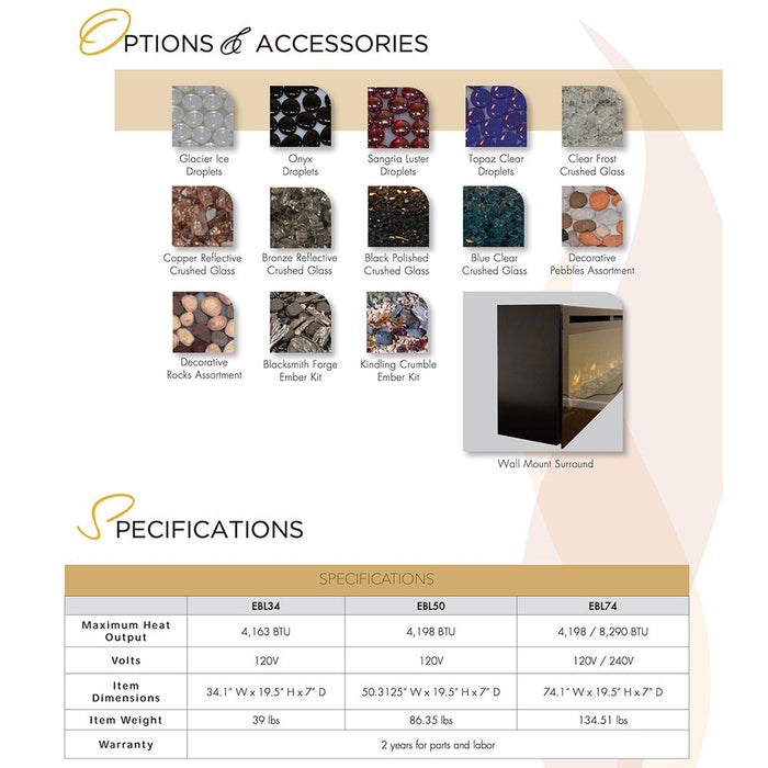 Nexfire 50-Inch Linear Built-in/Wall Mounted Electric Fireplace