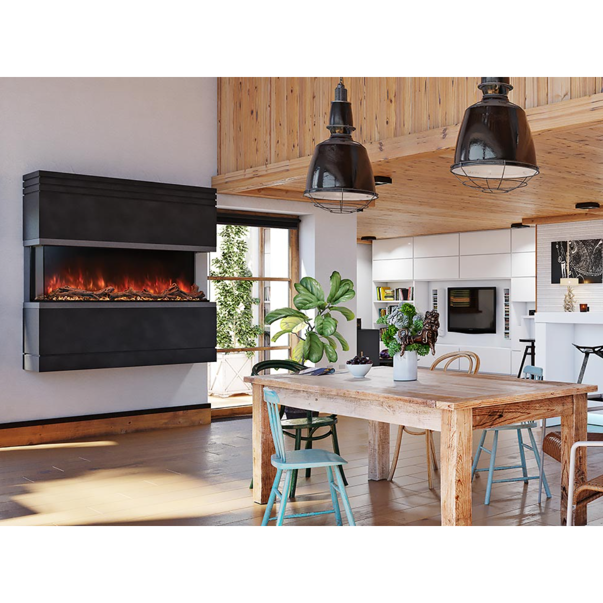Modern Flames 96-Inch Landscape Pro Multi-Sided Built-In Electric Fireplace